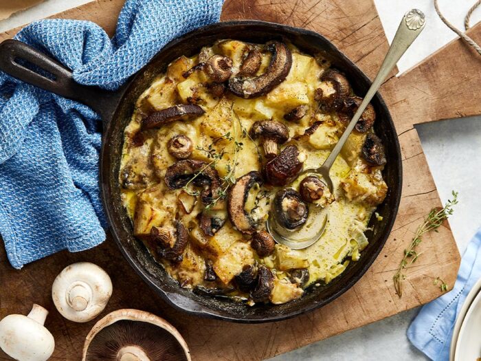 Creamy Mushroom, Leek and Potato Gratin