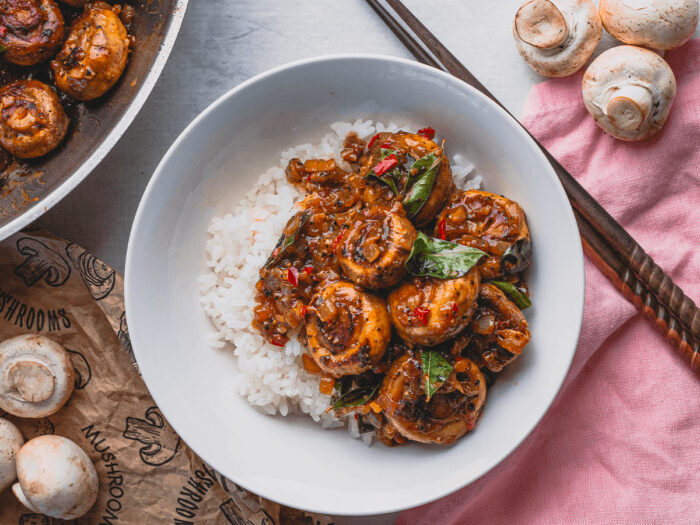 black pepper mushroom with rice