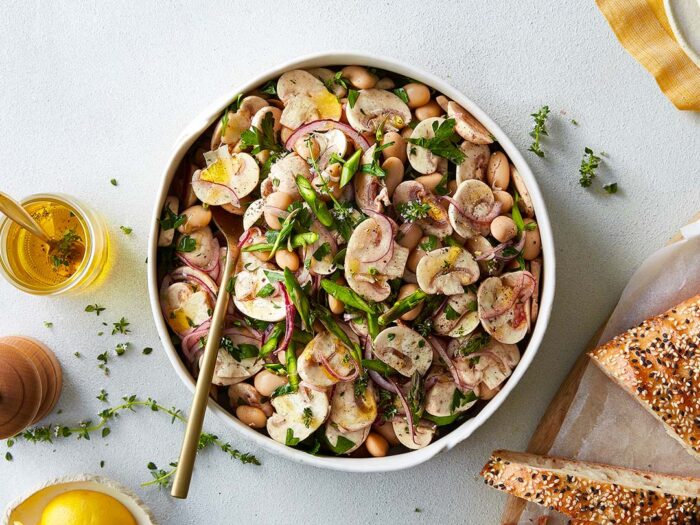 Mushroom Coriander and Bean Salad