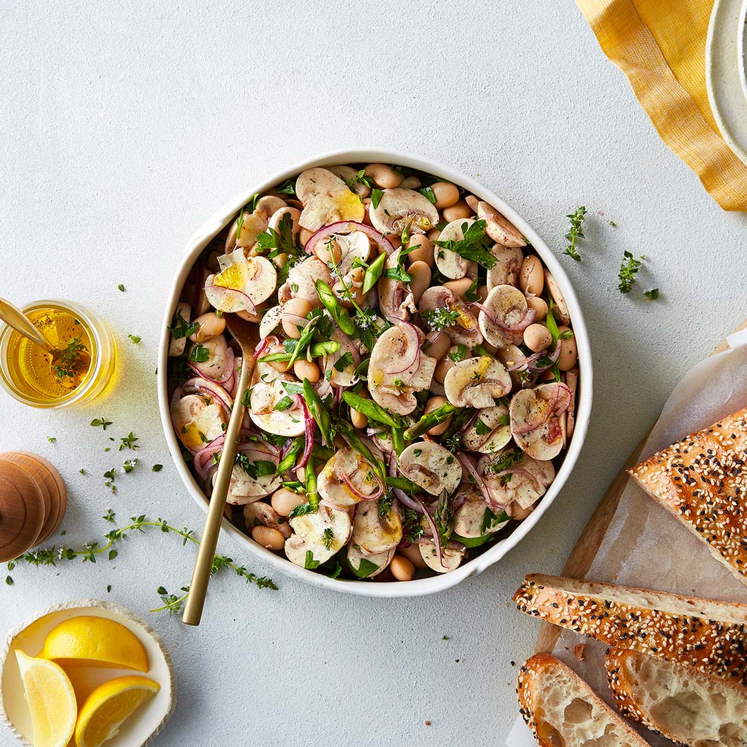 Mushroom Coriander and Bean Salad