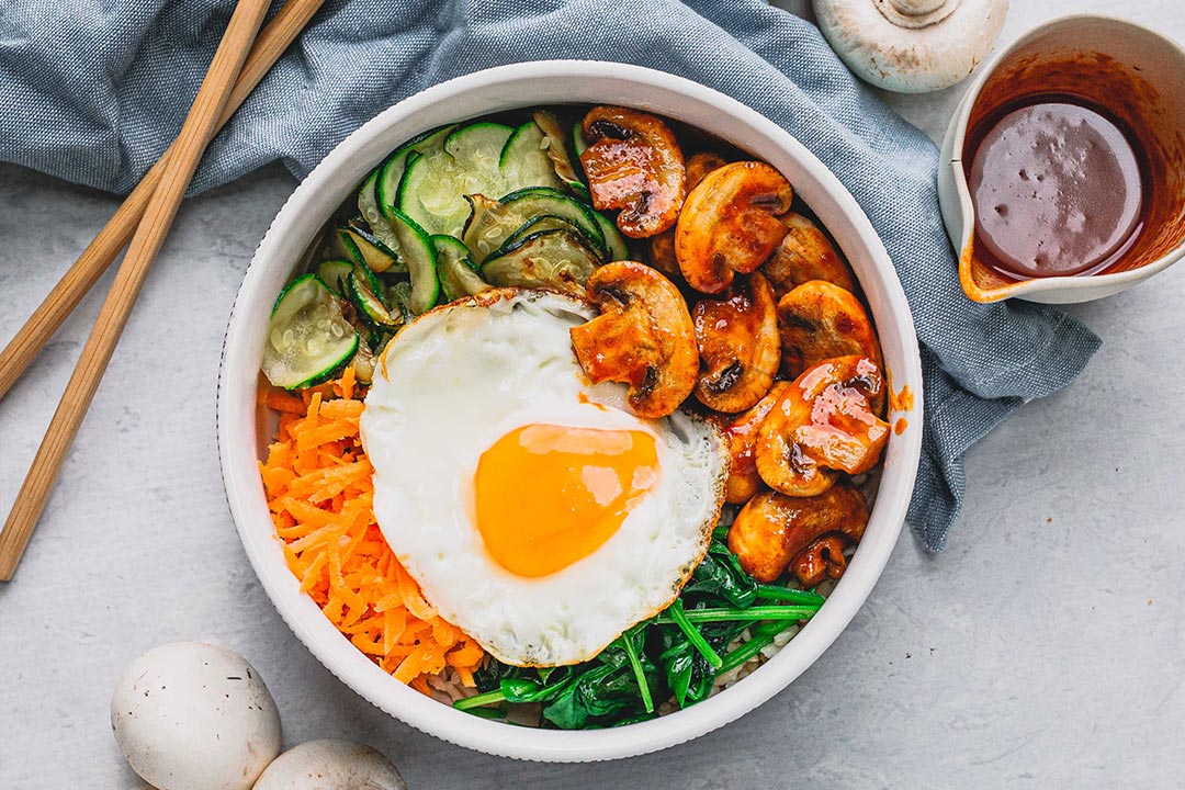 Mushroom Rice Bibimbap Bowls