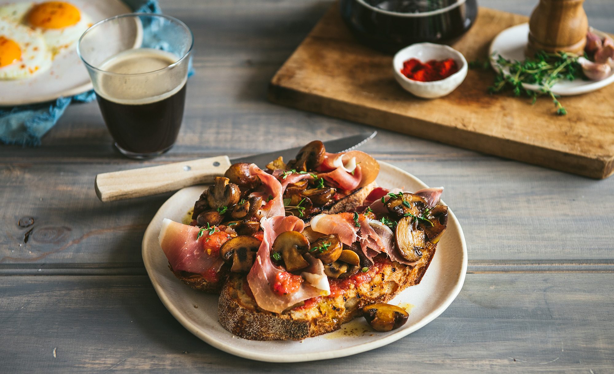 Mushrooms on Sourdough, Spanish Style