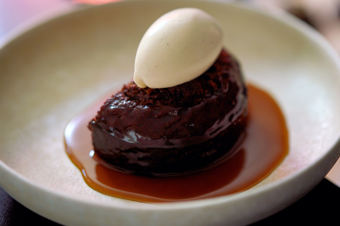 Mushroom Sticky Date Pudding with Vanilla Ice Cream