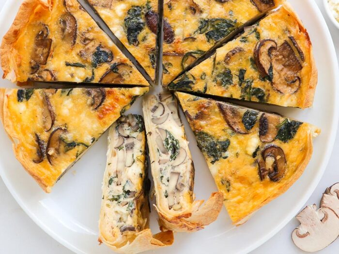 Mushroom tortilla quiche