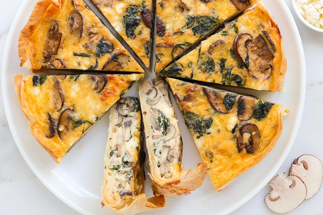 Mushroom tortilla quiche