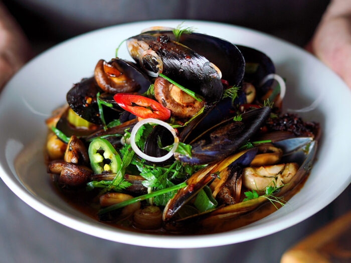 Mushroom XO Mussels and Greens