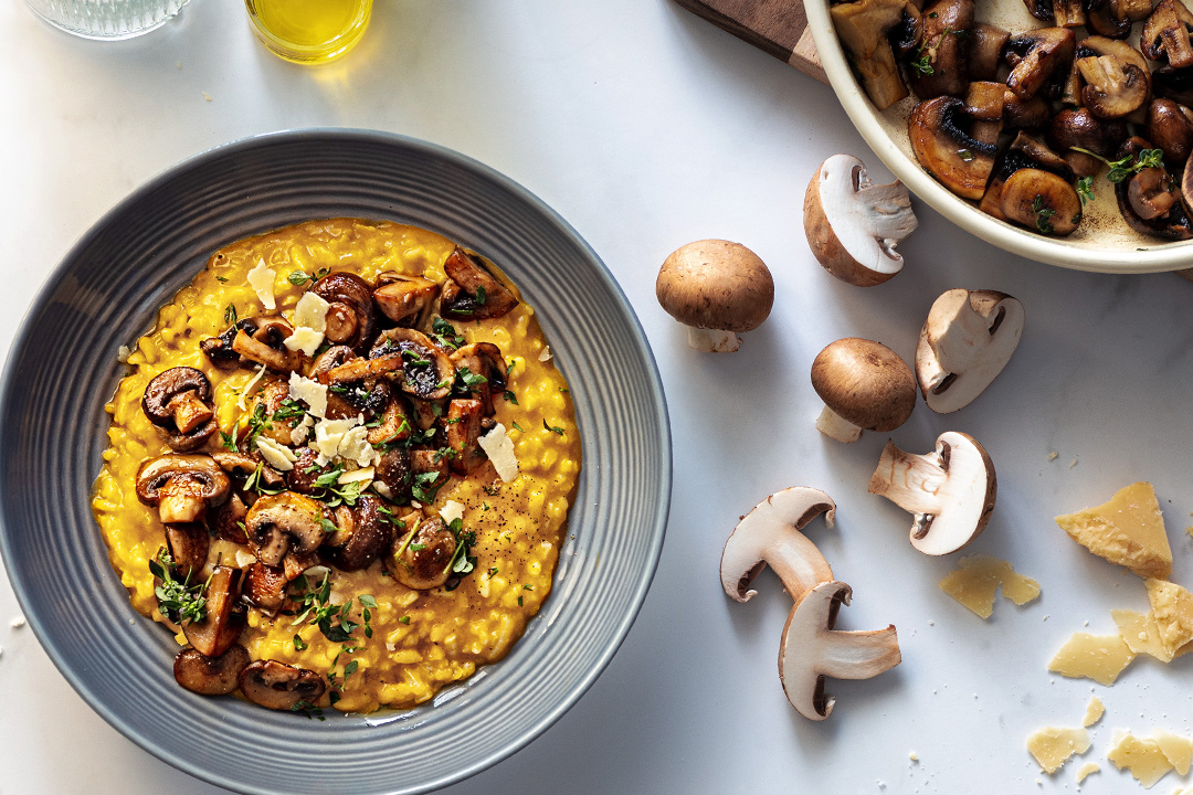 Sautéed mushroom and butternut pumpkin risotto